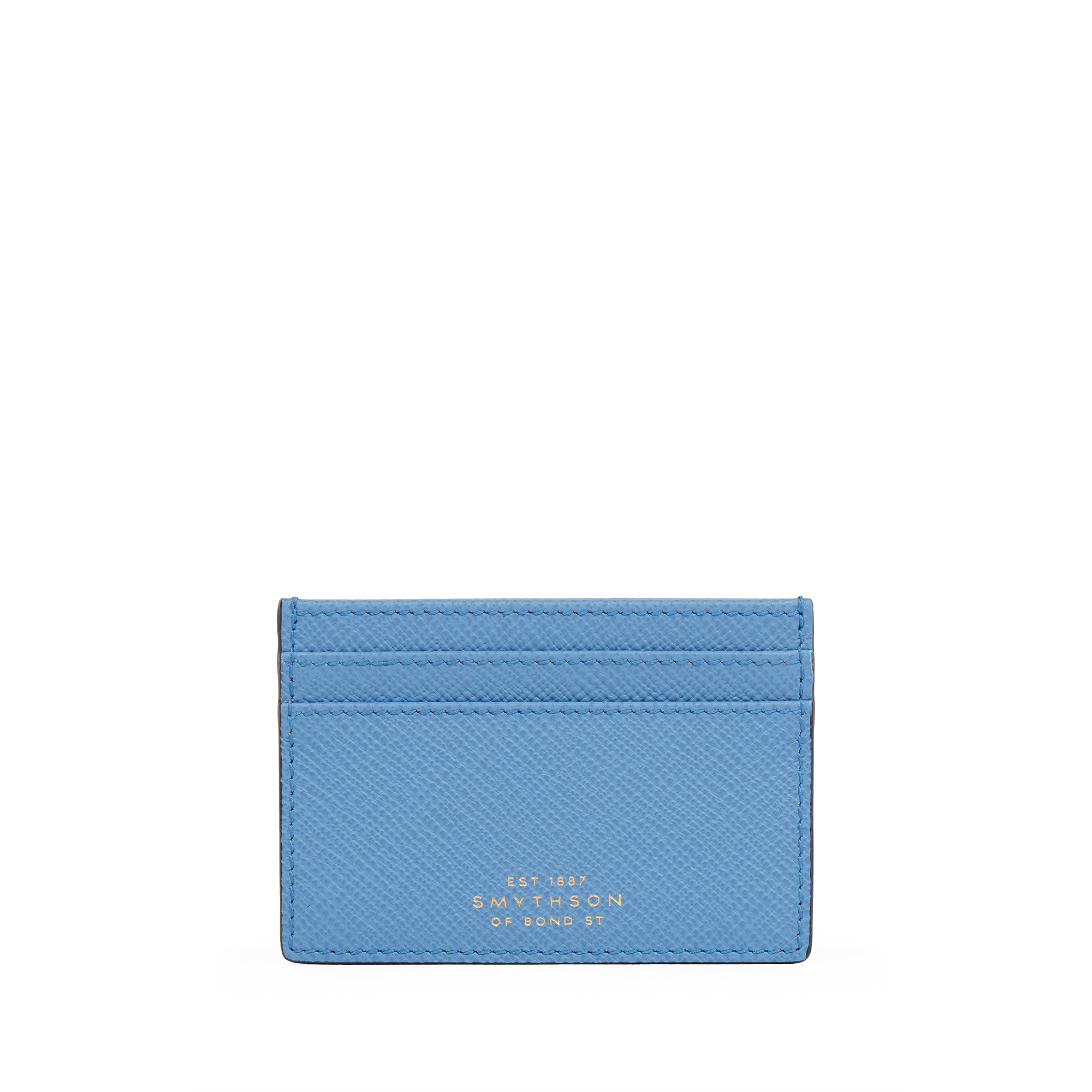 Smythson Flat Card Holder In Panama In Nile Blue